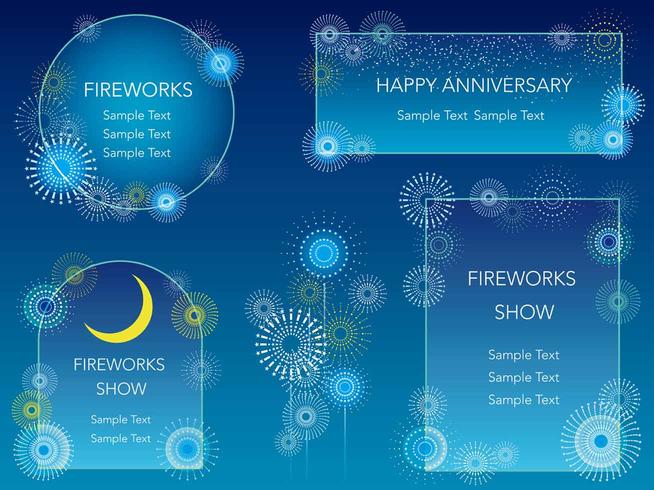 A set of four fireworks message frames. vector