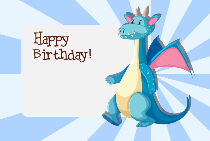 A dragon on birthday card template vector