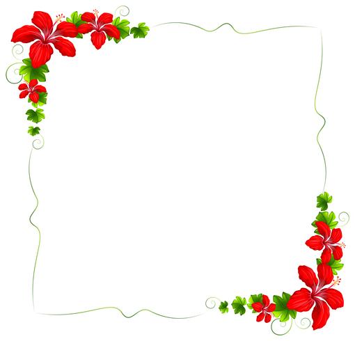 A floral border with red flowers vector