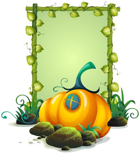 A Natural Wooden Frame and Pumpkin vector