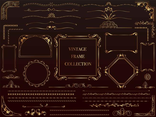 A set of assorted gold vintage frames. vector