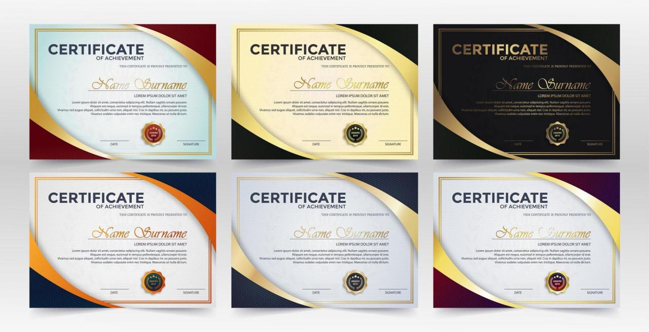 Achievement certificate best award diploma set vector