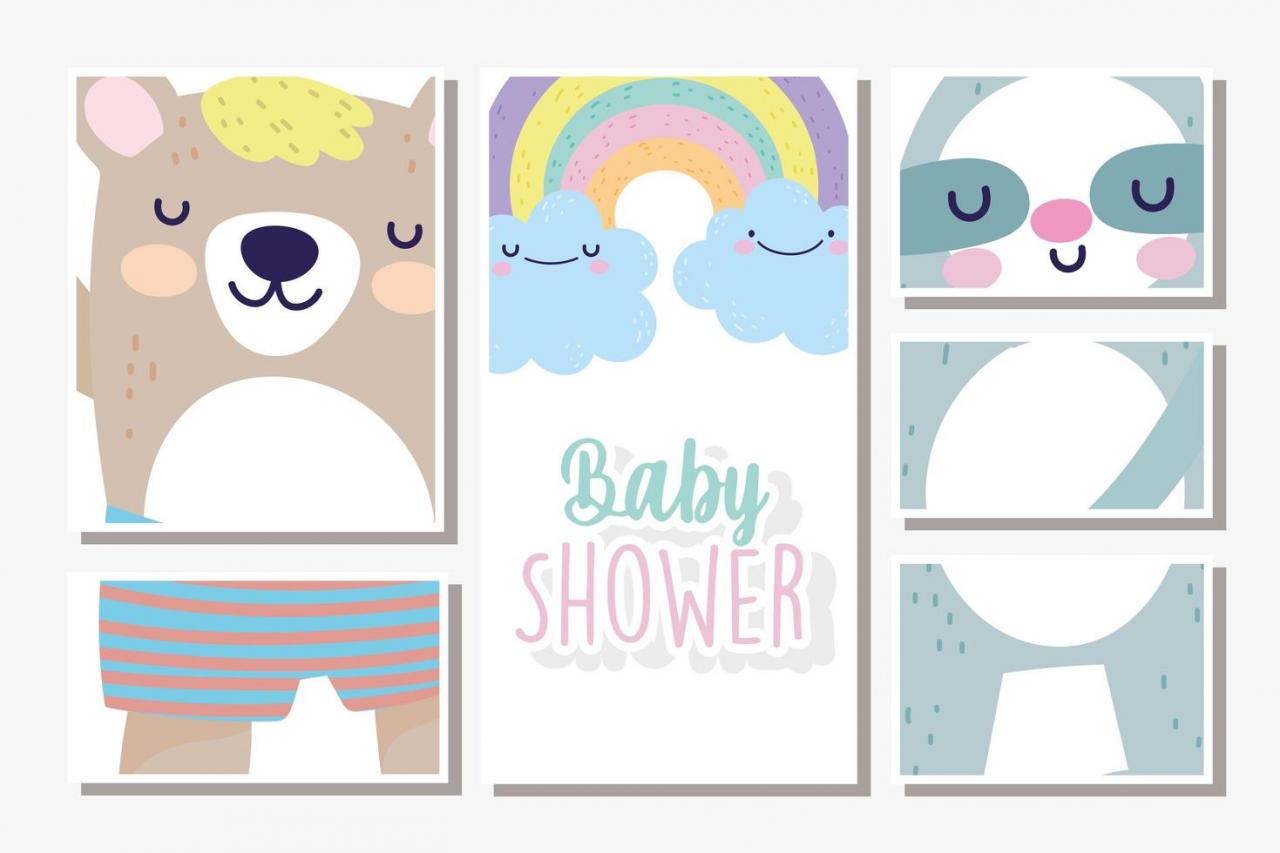 Baby shower various frames card template vector