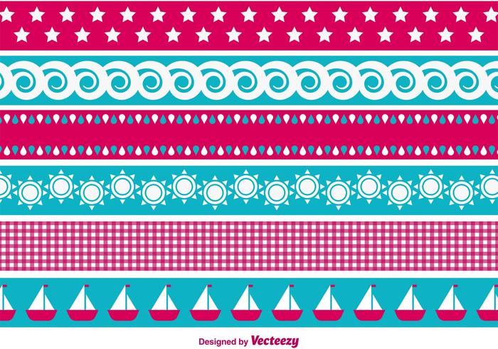 Beach Summer Time Border Vectors