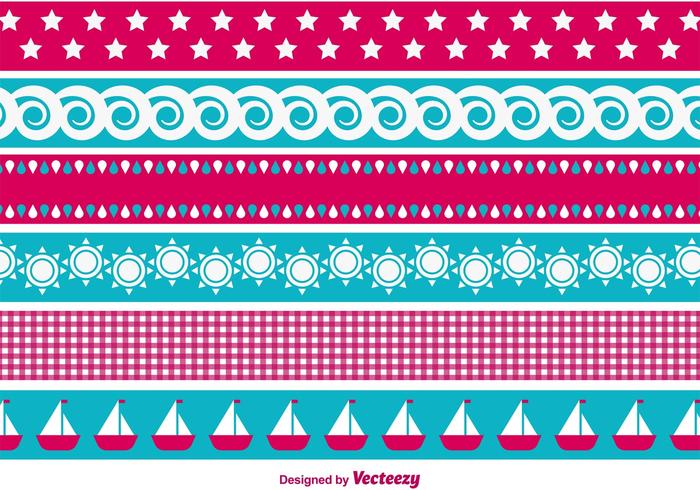 Beach Summer Time Border Vectors