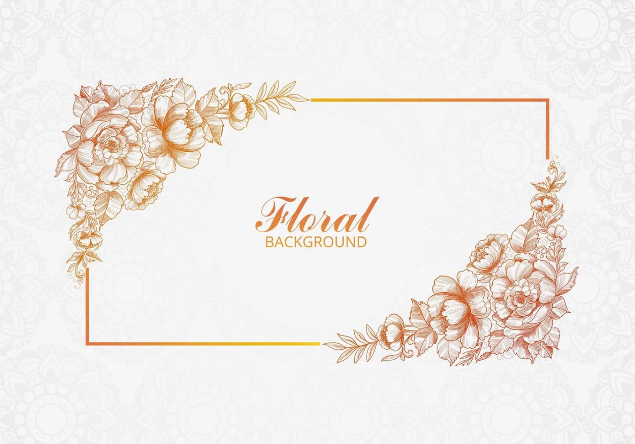 Beautiful decorative wedding floral card with frame vector
