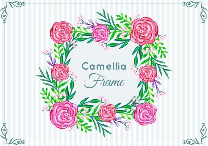 Beautiful Free Vector  Camellia Frame 