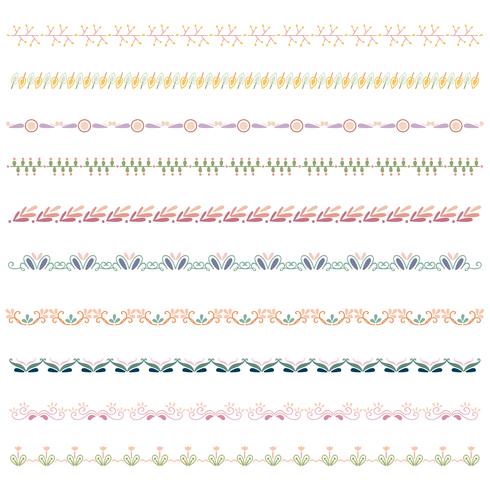 Beautiful vector line border set and scribble design element.