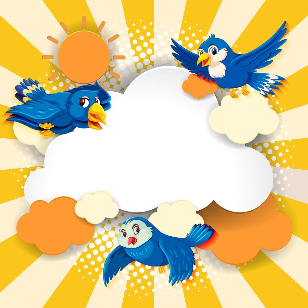 Bird fancy banner comic cartoon style vector