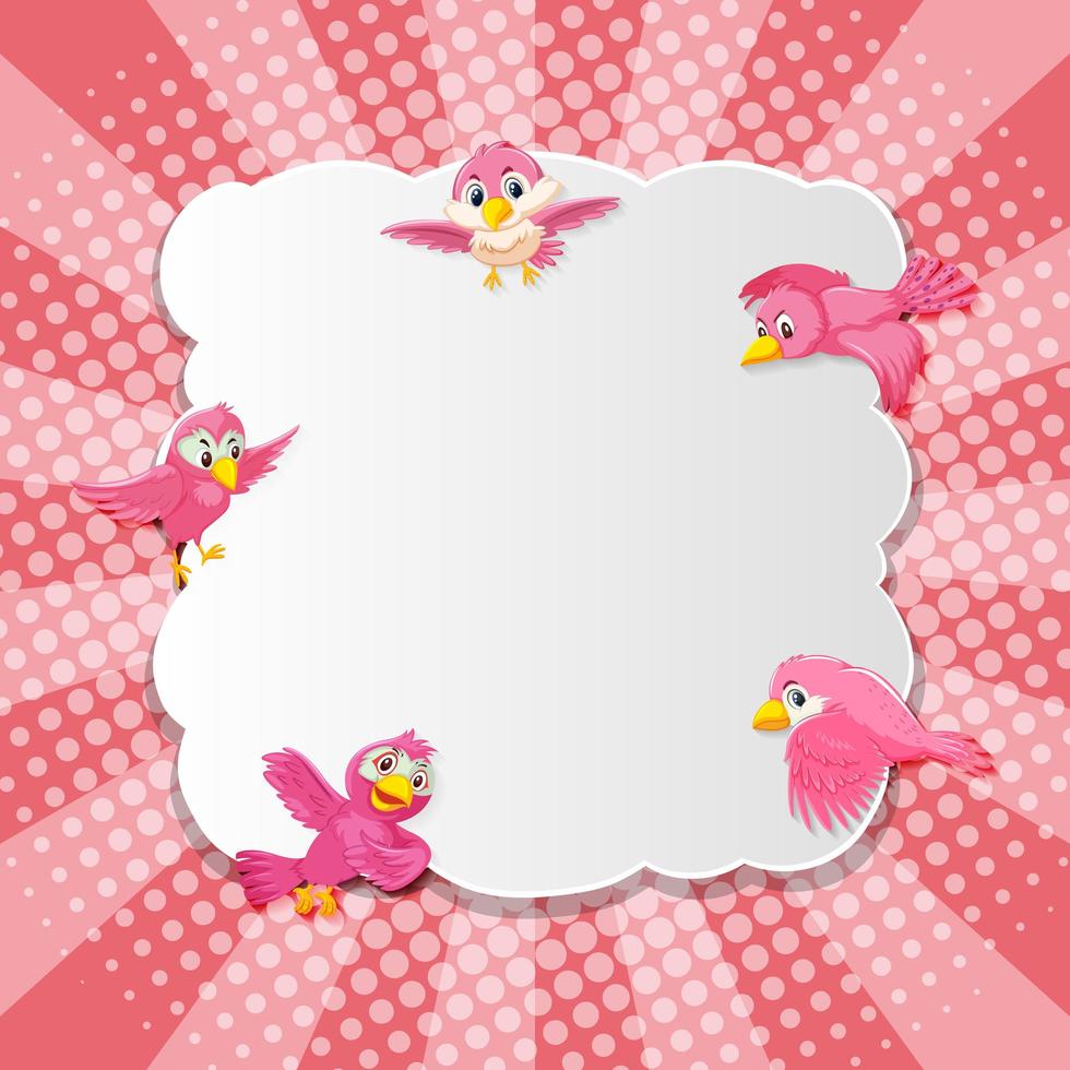 Bird Fancy Pink Banner Comic Cartoon Style vector