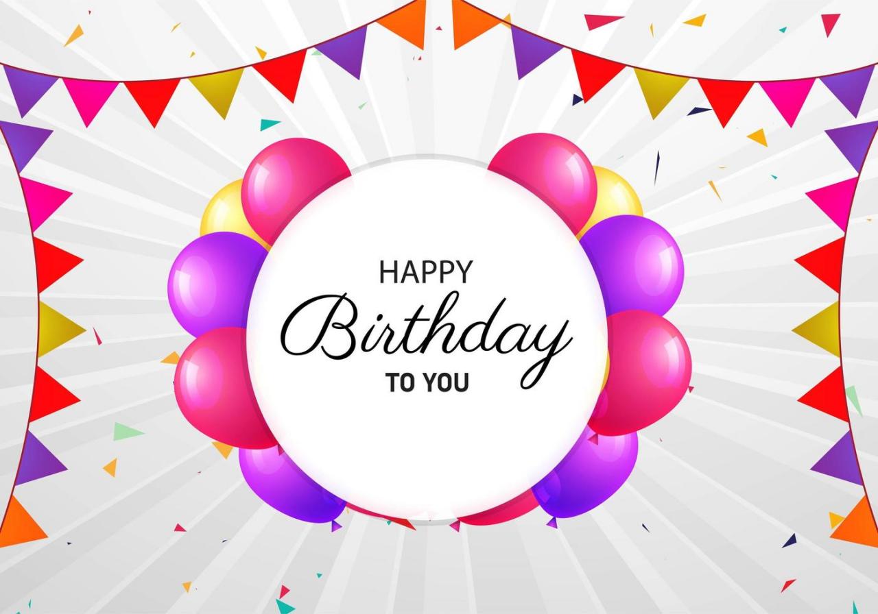 Birthday Background with Balloon Frame and Flags  vector
