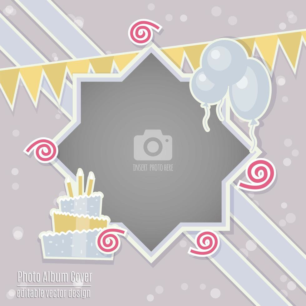 Birthday Party Photo Frame Scrapbook Album Cover vector