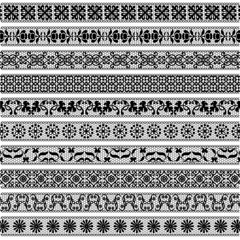 black  lace border patterns vector