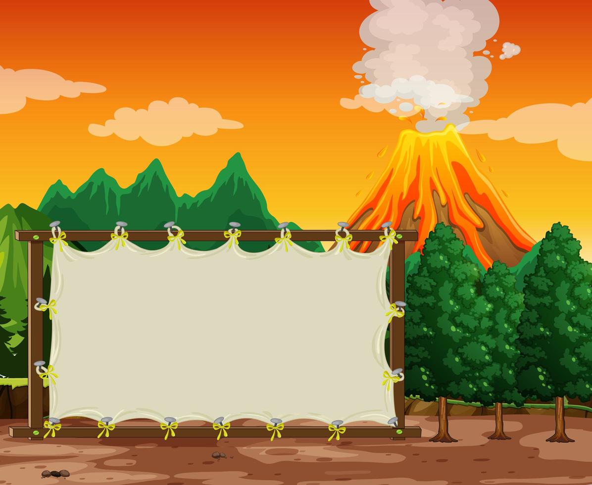 Blank banner on prehistoric scene background vector