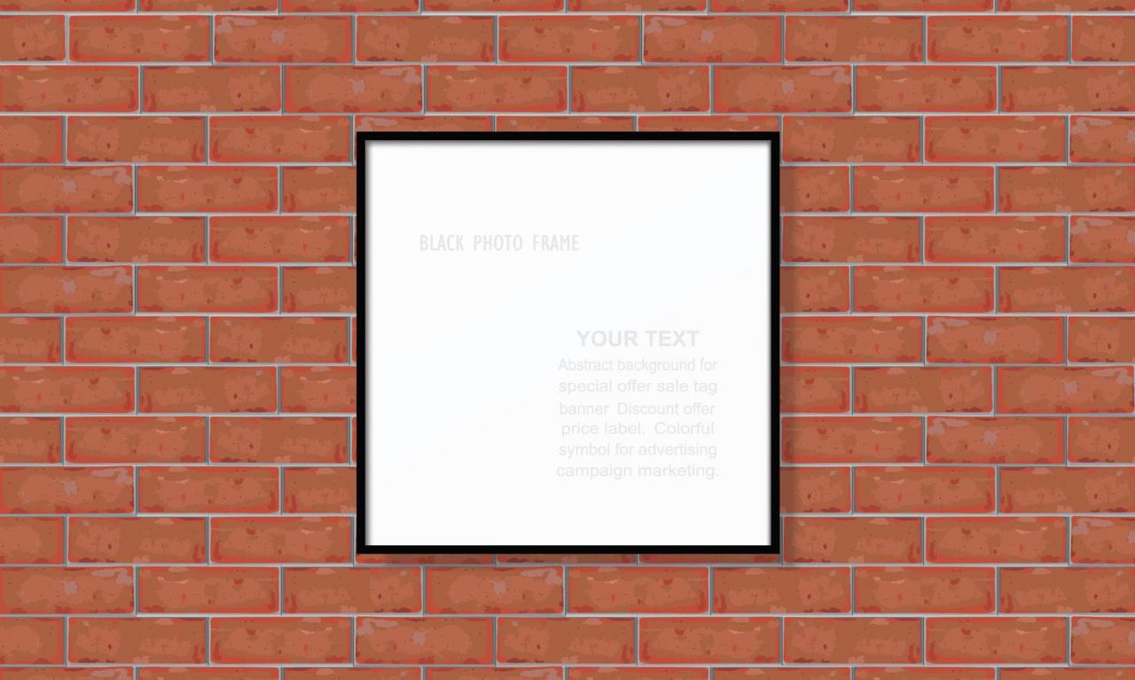 Blank photo frame or picture frame on red brick wall vector