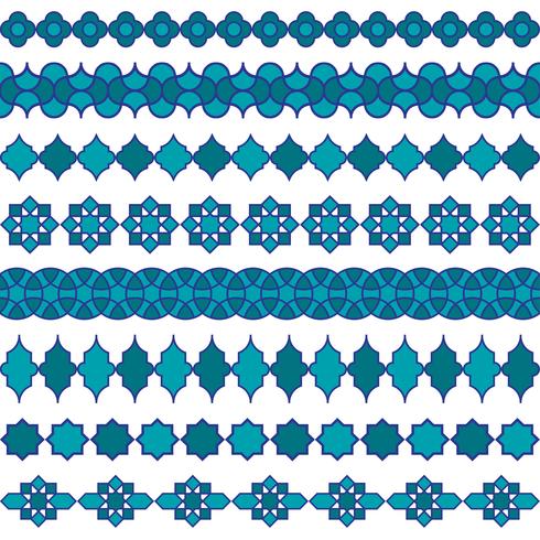 blue moroccan border patterns vector