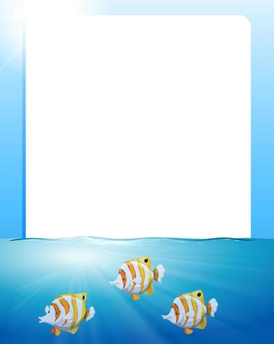 Border design with fish swimming vector
