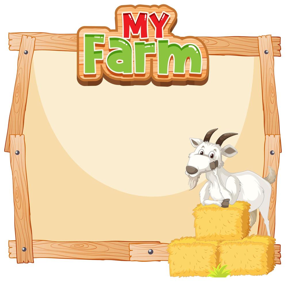 Border template design with goat and hay vector