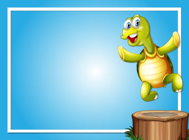 Border template with cute turtle vector