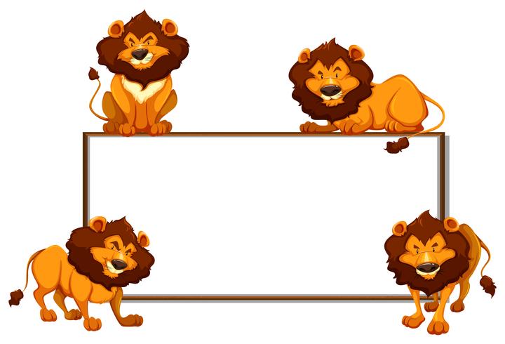 Border template with four lions vector