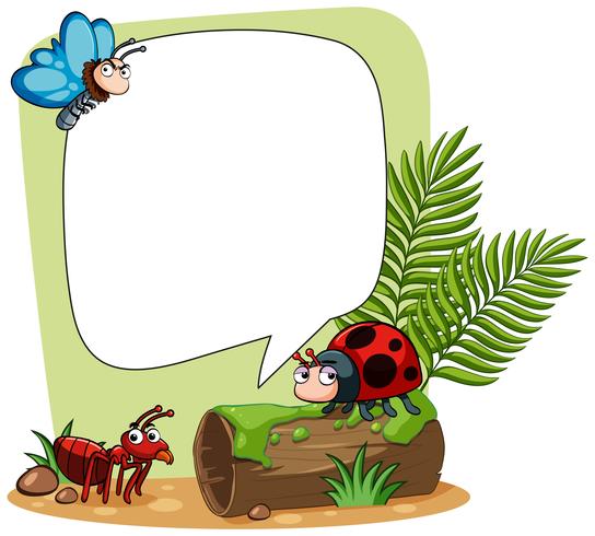 Border template with many insects vector