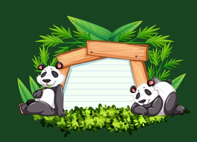 Border template with two pandas vector