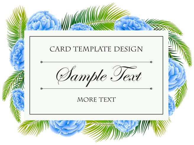 Card template with blue flowers frame vector