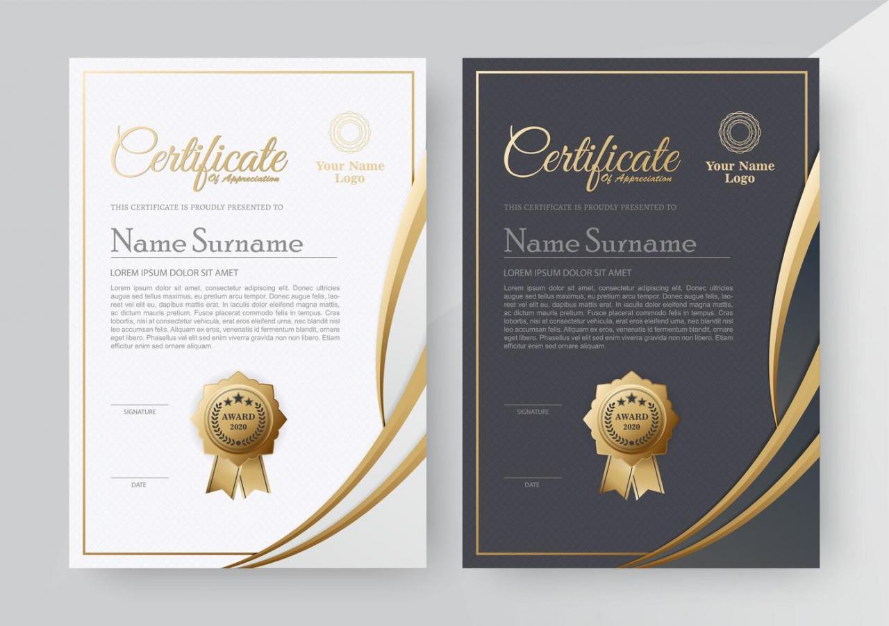 Certificate award template set vector