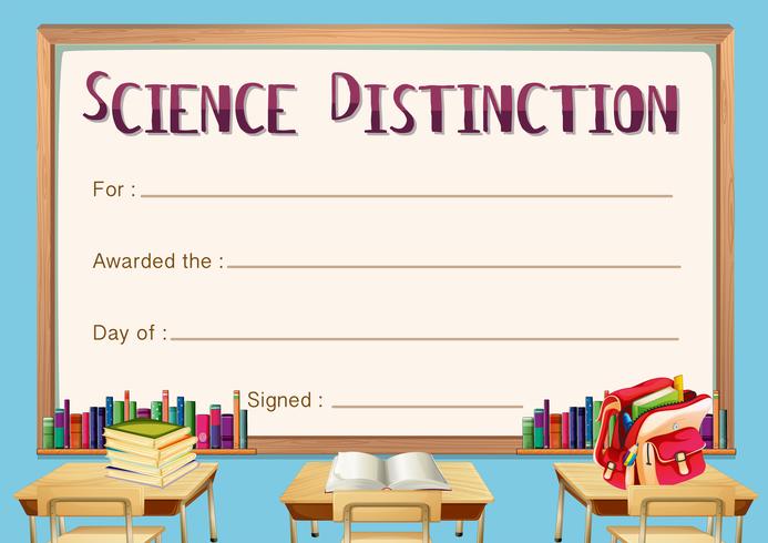 Certificate template for science distinction vector
