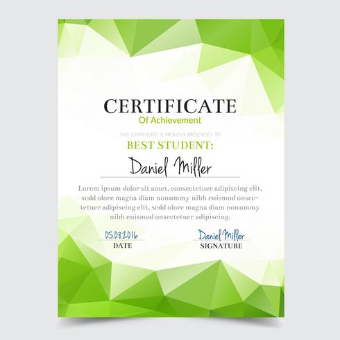 Certificate template with green geometric elegant design, Diploma design graduation, award, success. vector