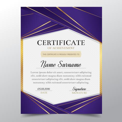 Certificate template with Luxury golden and purple elegant design, Diploma design graduation, award, success.Vector illustration. vector