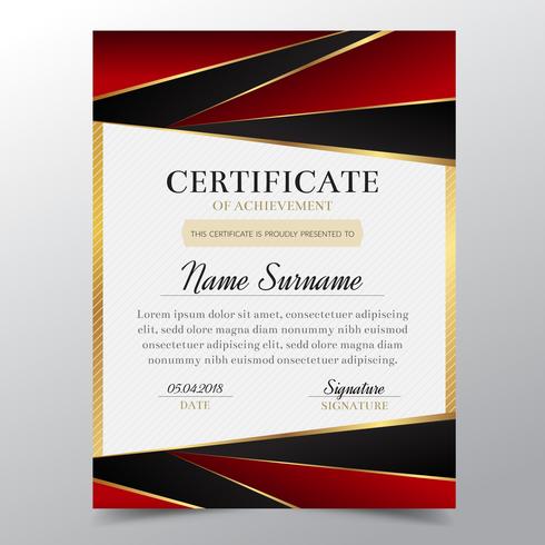 Certificate template with Luxury golden and red elegant design, Diploma design graduation, award, success.Vector illustration. vector