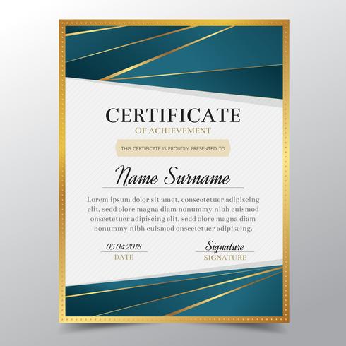 Certificate template with Luxury golden and turquoise elegant design, Diploma design graduation, award, success.Vector illustration. vector