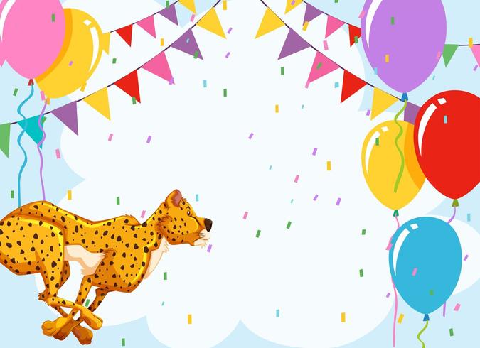 Cheetah with balloons  birthday template vector
