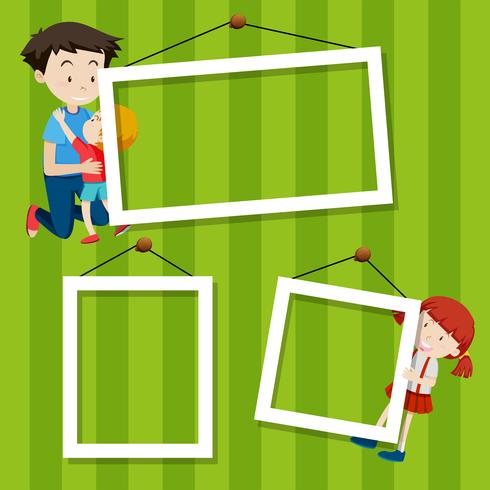 Children on photo frame vector