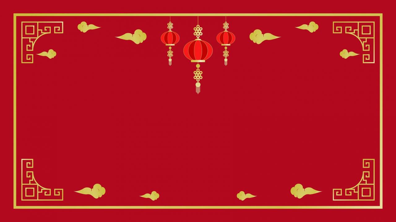 Chinese New Year golden elements and frame on red vector