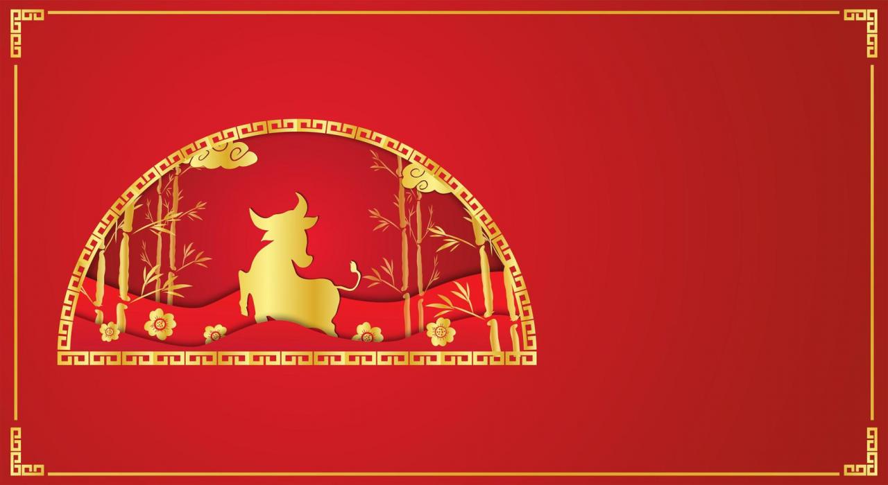 Chinese new year red and gold design with copy space vector
