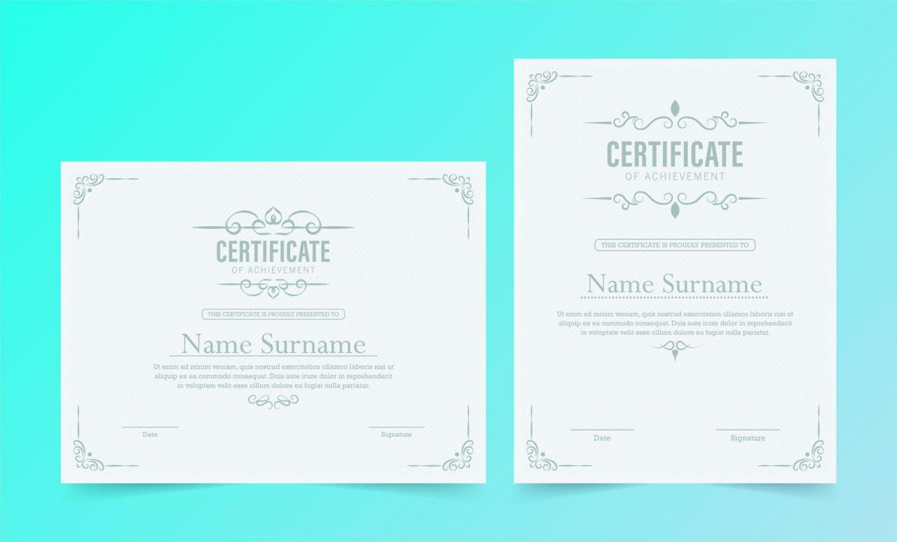 Classic certificate award template set vector