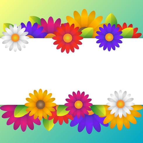 Colorful Spring Background With Beautiful Flowers Elements vector