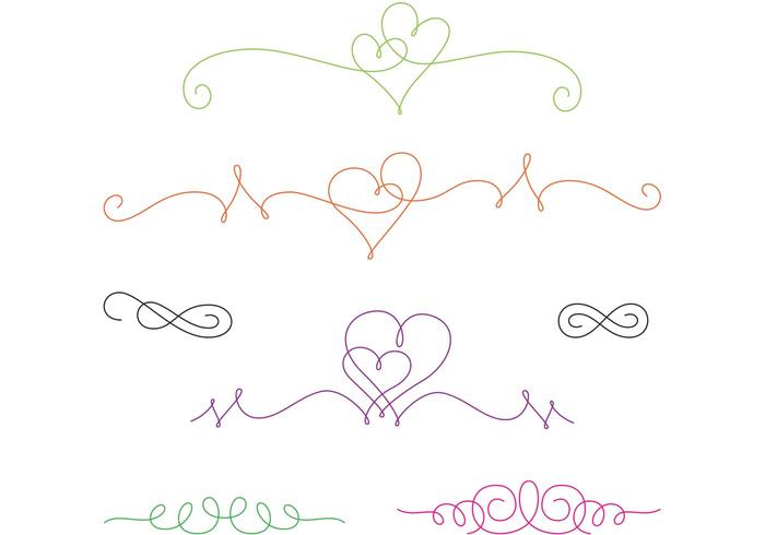 Curly Swirl Vector Hearts