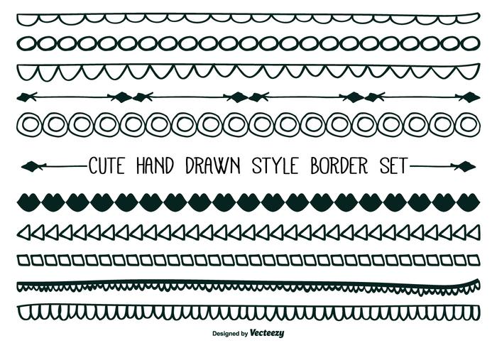 Cute Hand Drawn Style Border Set vector