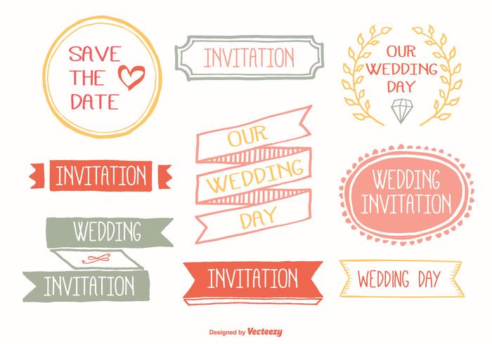 Cute Hand Drawn Wedding Label Set vector