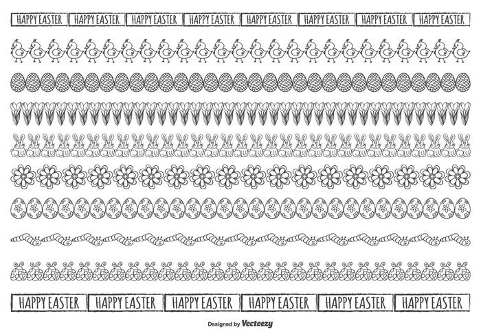 Cute Sketchy Easter Borders Collection vector