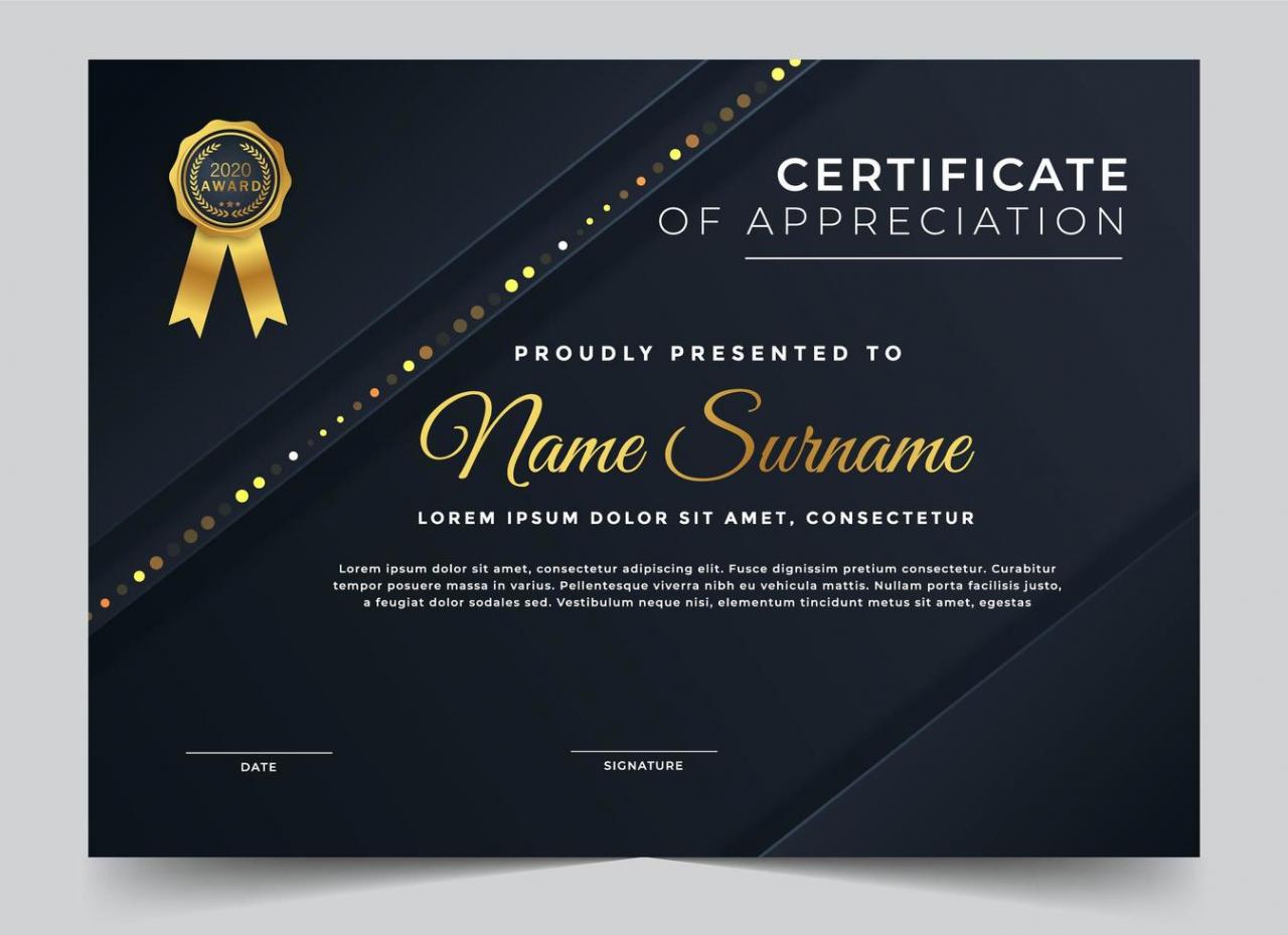 Dark blue certificate with angled layers and sparkle border vector