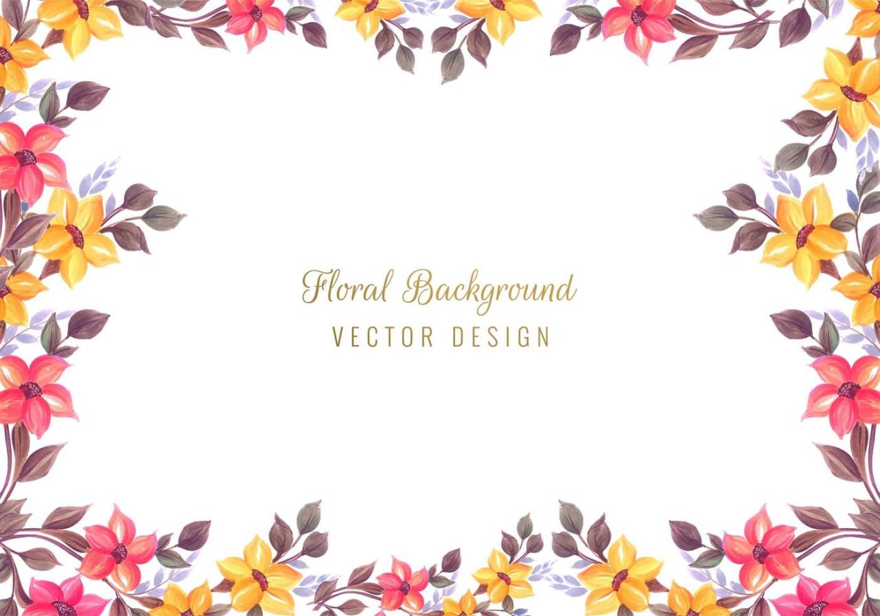 decorative colorful floral frame card background vector