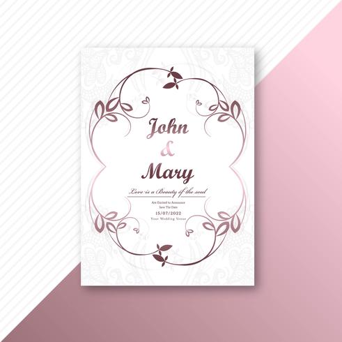 Decorative frame wedding card template design vector
