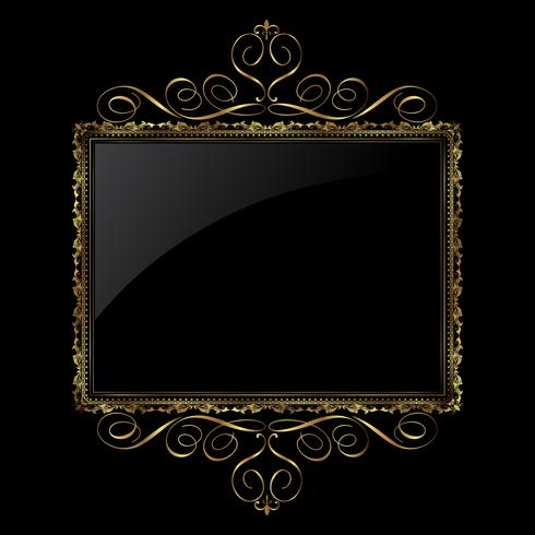 Decorative gold and black frame vector
