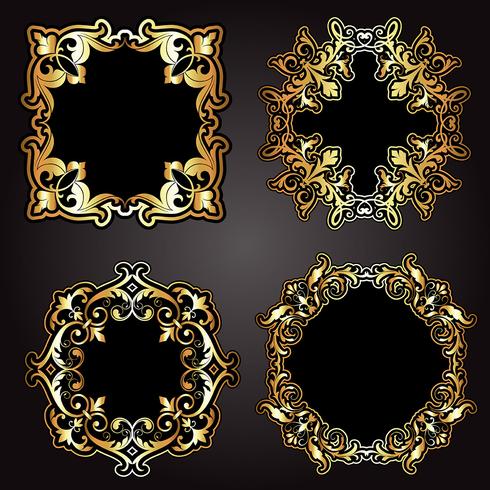 Decorative gold and black frames vector
