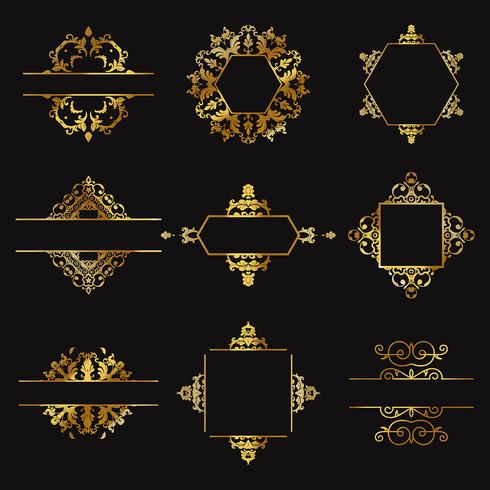 Decorative gold design elements vector
