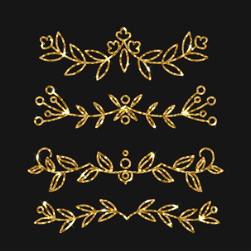 Dividers set. Vector gold ornate design. Golden flourishes.